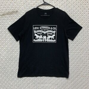 Levis T-Shirt Mens Sz L Patch Logo‎ Horse Graphic Tee Short Sleeve Black White